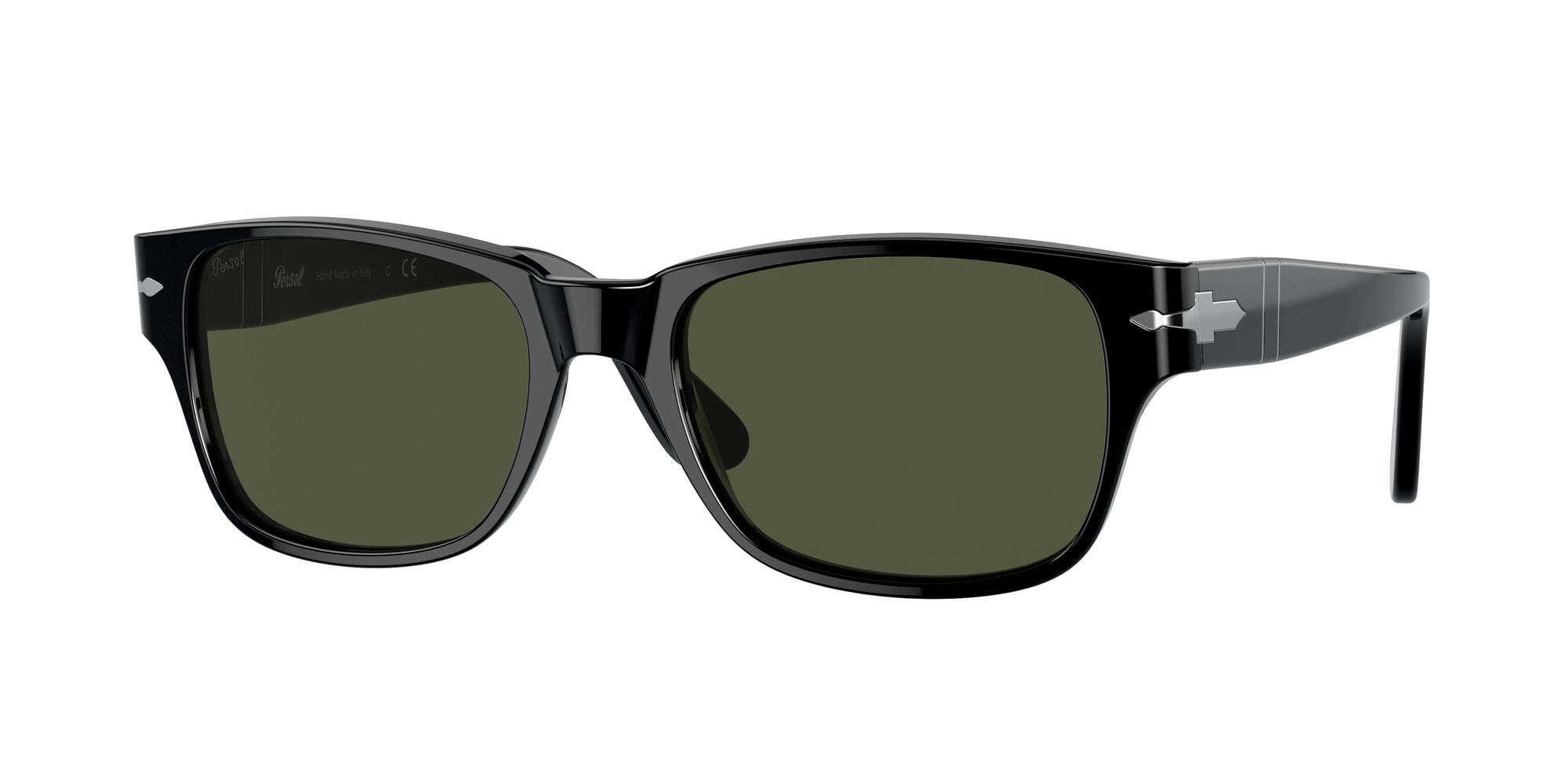 Persol Uomo Persol PO3288S 95/31 Occhiali da sole Acetato Nero Verde Squadrata Normale Persol Uomo Persol PO3288S 95/31 Occhiali da sole Acetato Nero Verde Squadrata Normale