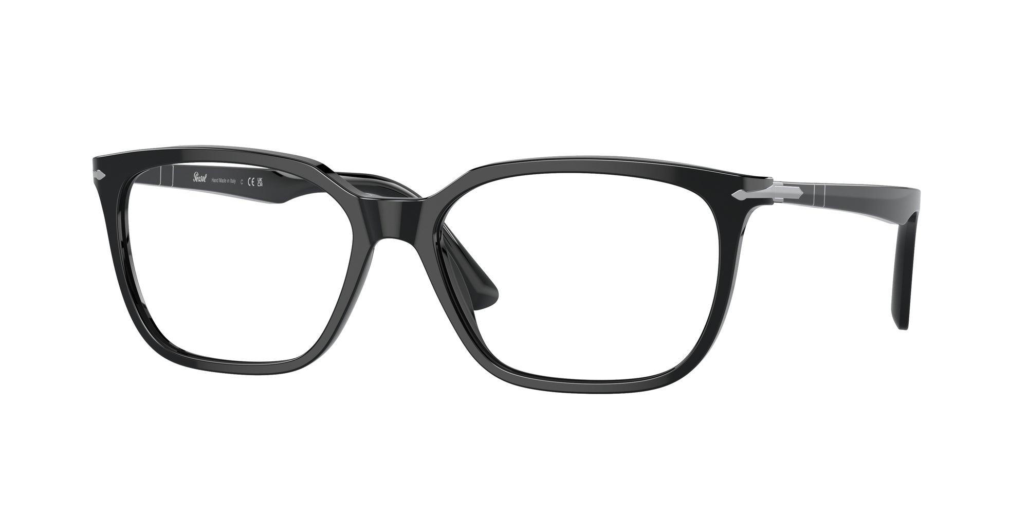 Persol Uomo Persol PO3298V 95 Montature da vista Acetato Nero Trasparente Squadrata Normale