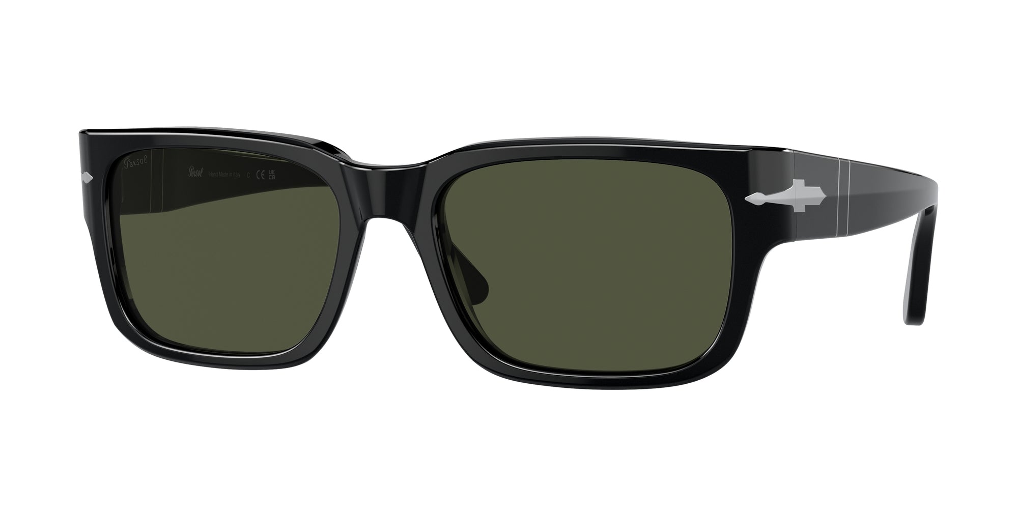 Persol Uomo Persol PO3315S 95/31 Occhiali da sole Acetato Nero Verde Squadrata Normale