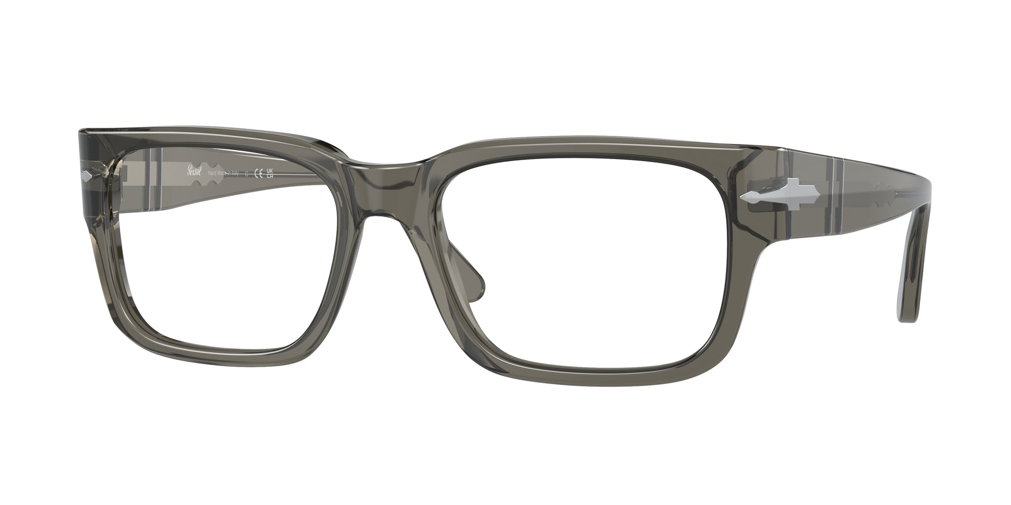 Persol Uomo Persol PO3315V 1103 Montature da vista Acetato Grigio Trasparente Squadrata Normale