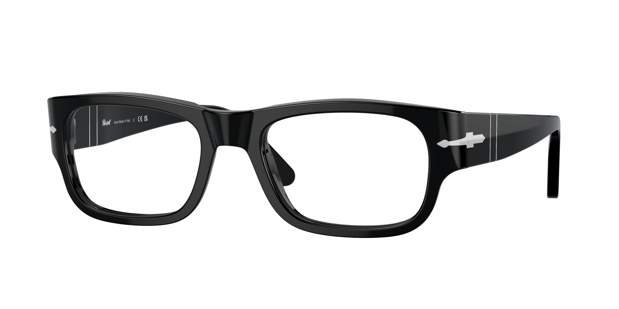 Persol Uomo Persol PO3324V 95 Montature da vista Acetato Nero Trasparente Pillow Normale