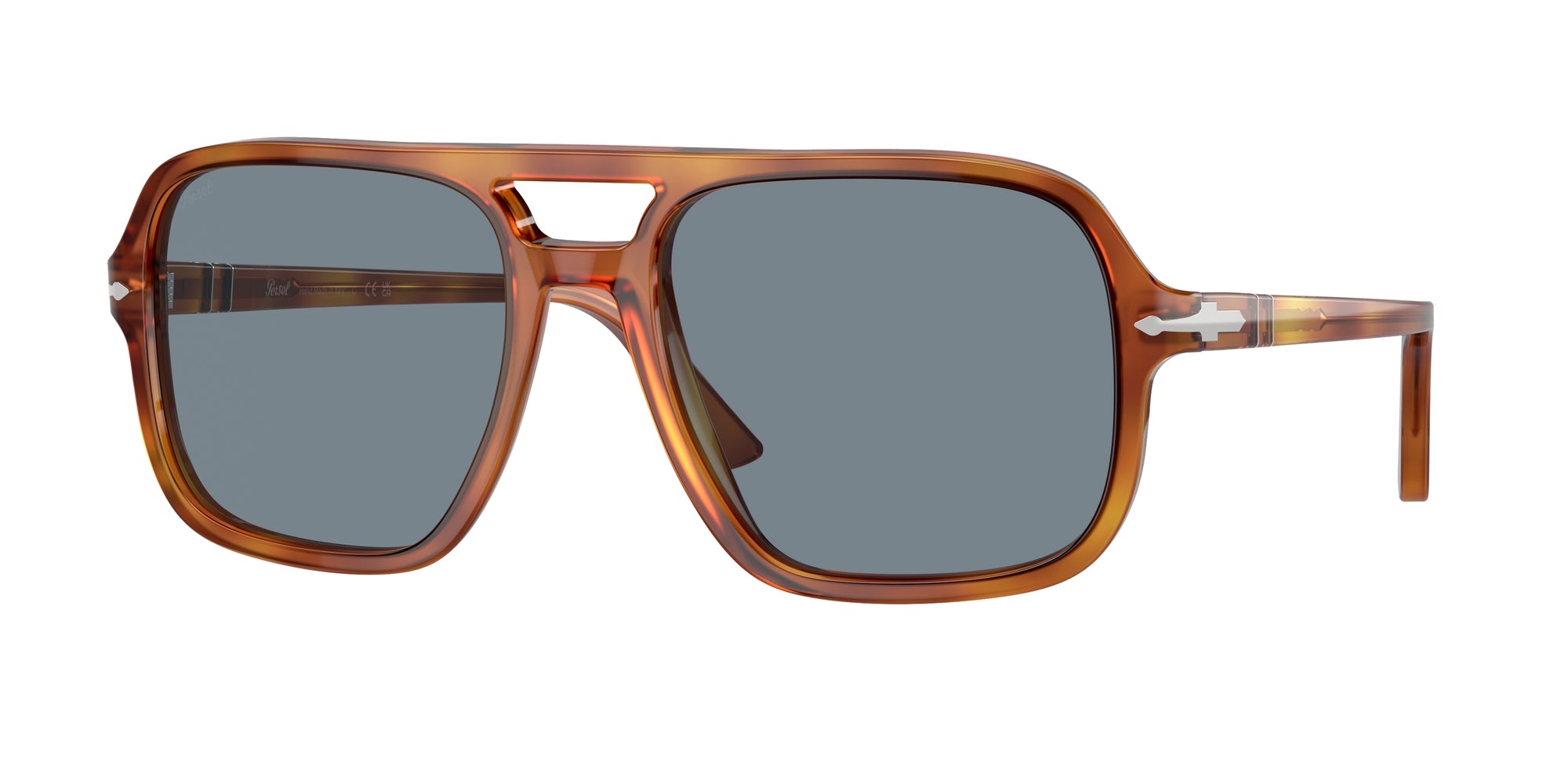 Persol Uomo Persol PO3328S 96/56 Occhiali da sole Acetato Marrone Blu Pilot Normale