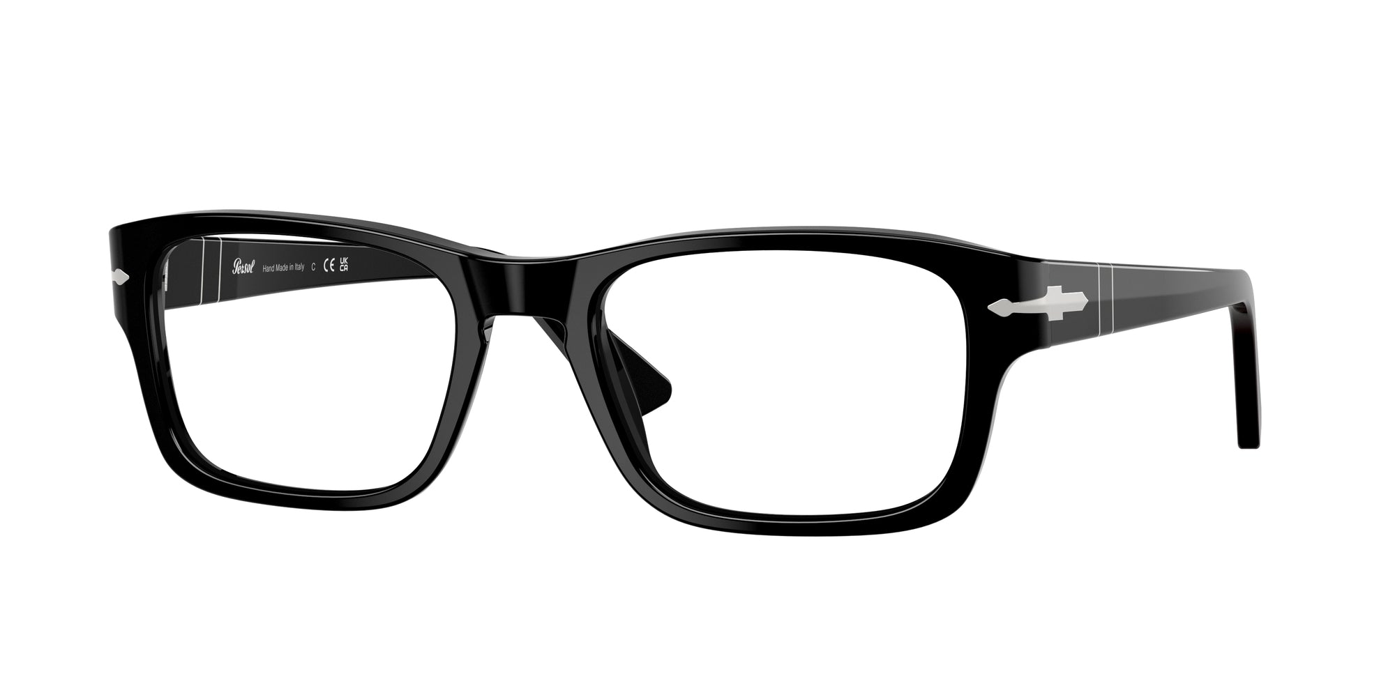 Persol Uomo Persol PO3364V 95 Montature da vista Acetato Nero Squadrata Normale
