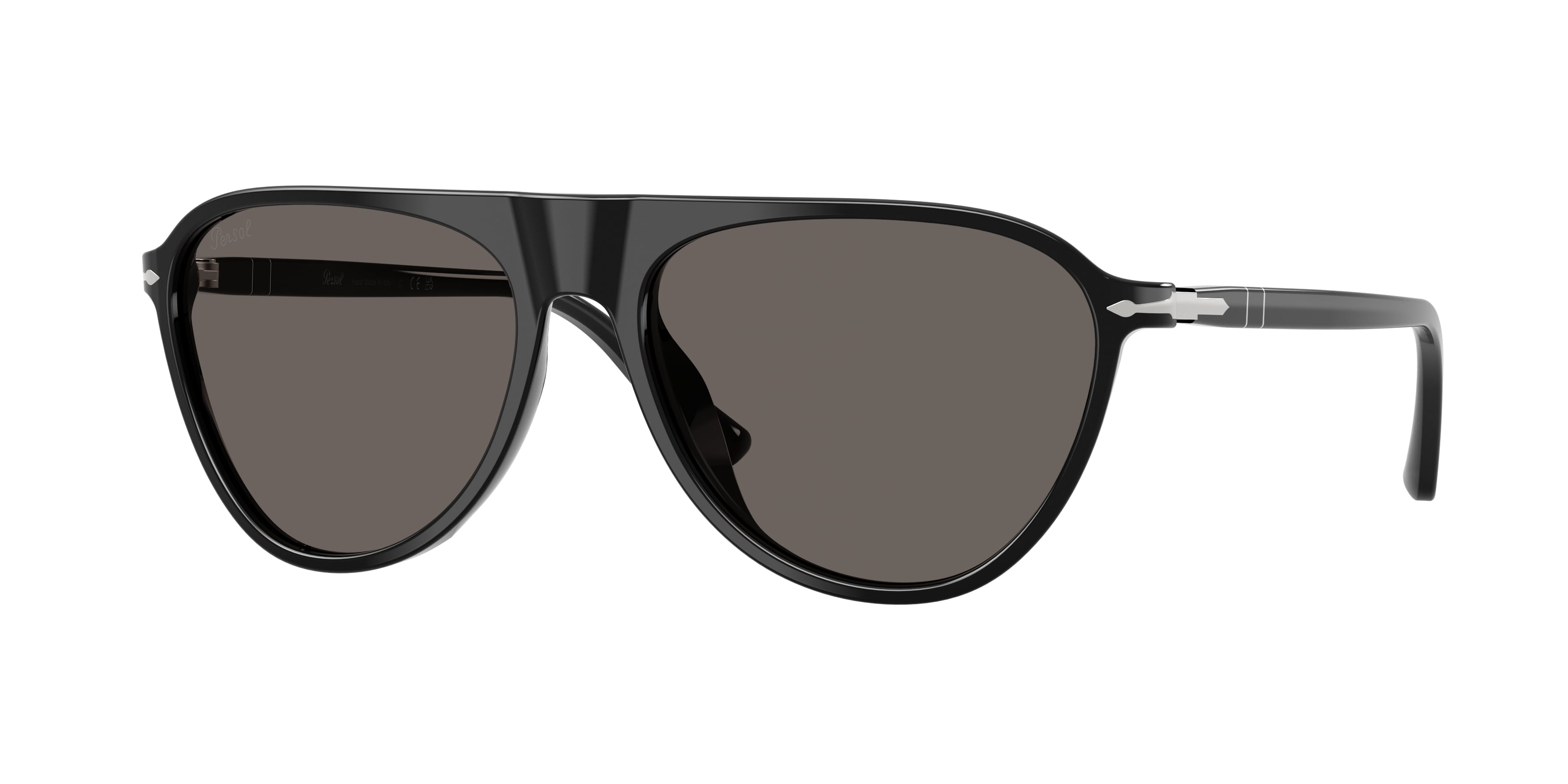 Persol Uomo Persol PO3404S 95/B1 Occhiali da sole Acetato Nero Grigio Pilot Normale Persol Uomo Persol PO3404S 95/B1 Occhiali da sole Acetato Nero Grigio Pilot Normale
