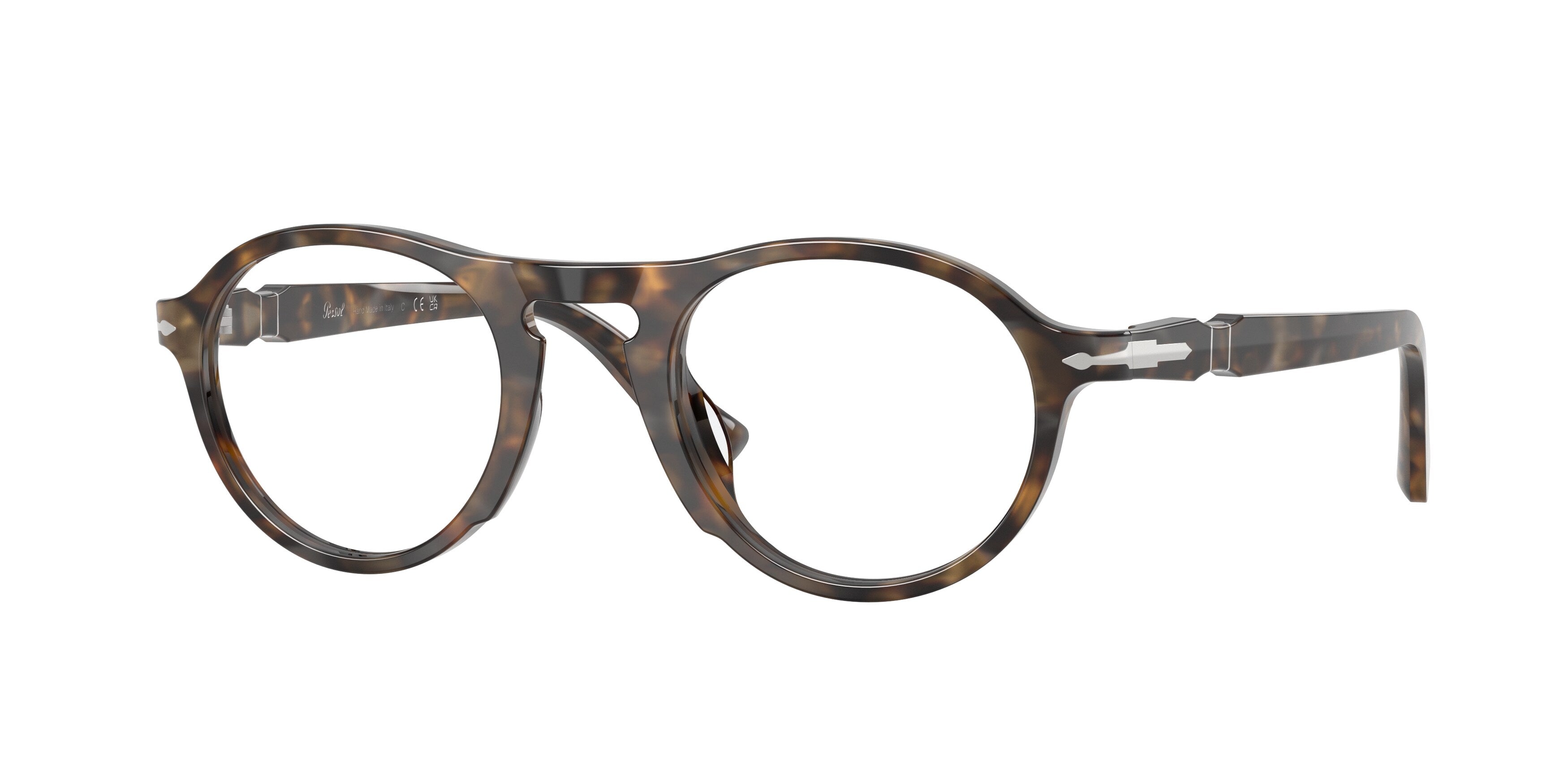 Persol Uomo Persol PO3410V ALBA 1248 Montature da vista Acetato Marrone Trasparente Pantos Normale