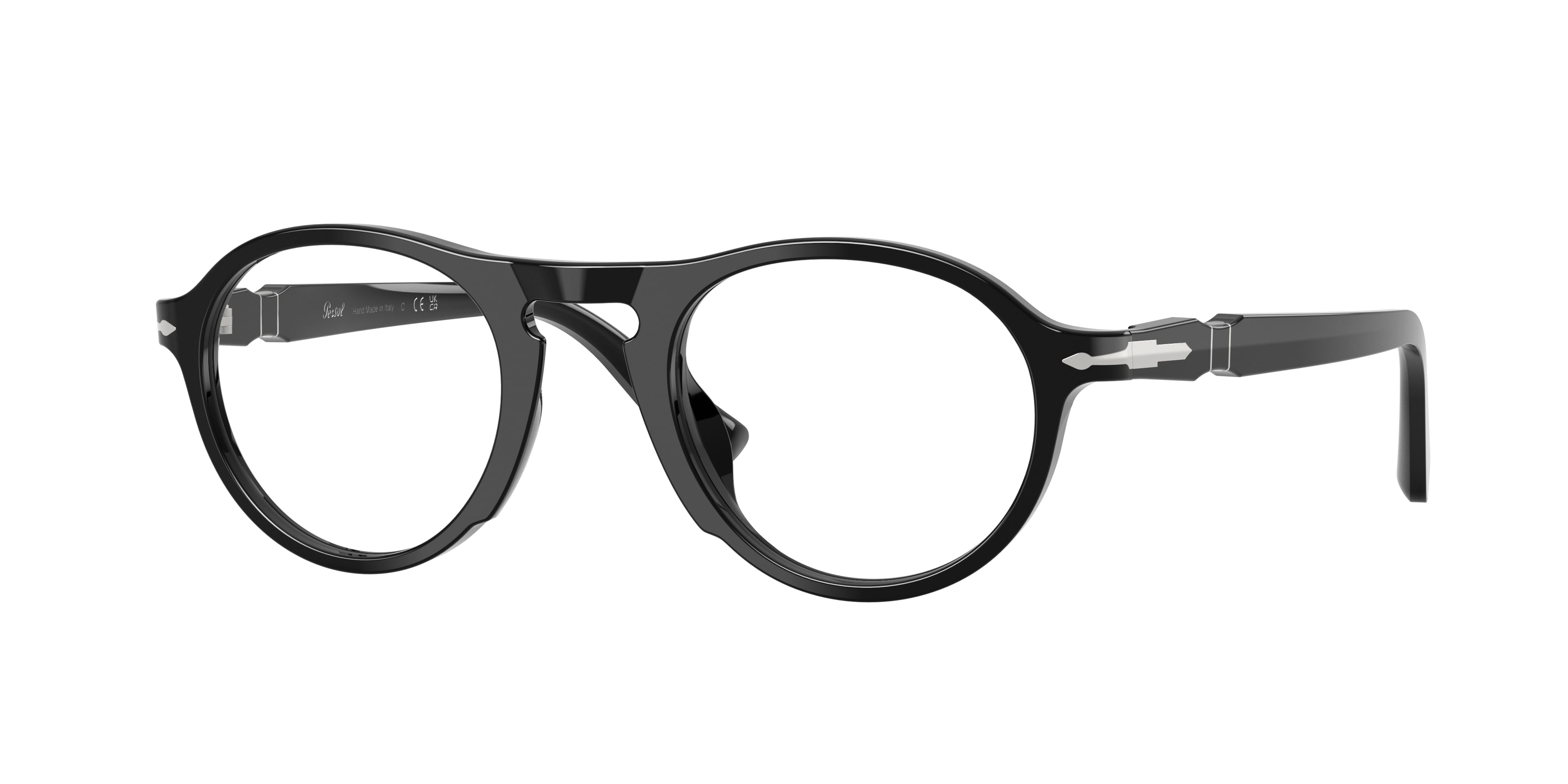 Persol Uomo Persol PO3410V ALBA 95 Montature da vista Acetato Nero Trasparente Pantos Normale