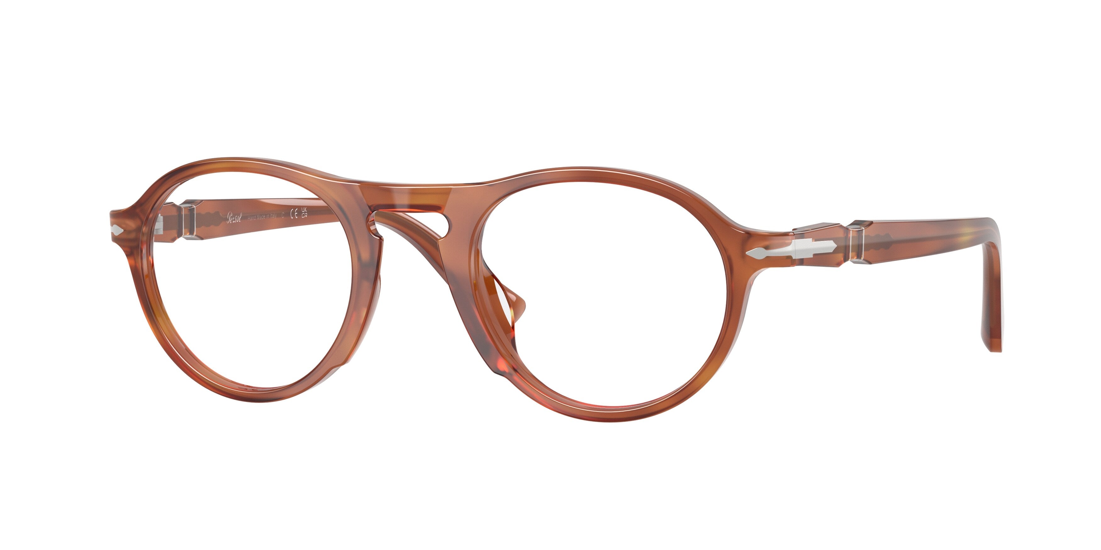 Persol Uomo Persol PO3410V ALBA 96 Montature da vista Acetato Marrone Trasparente Pantos Normale