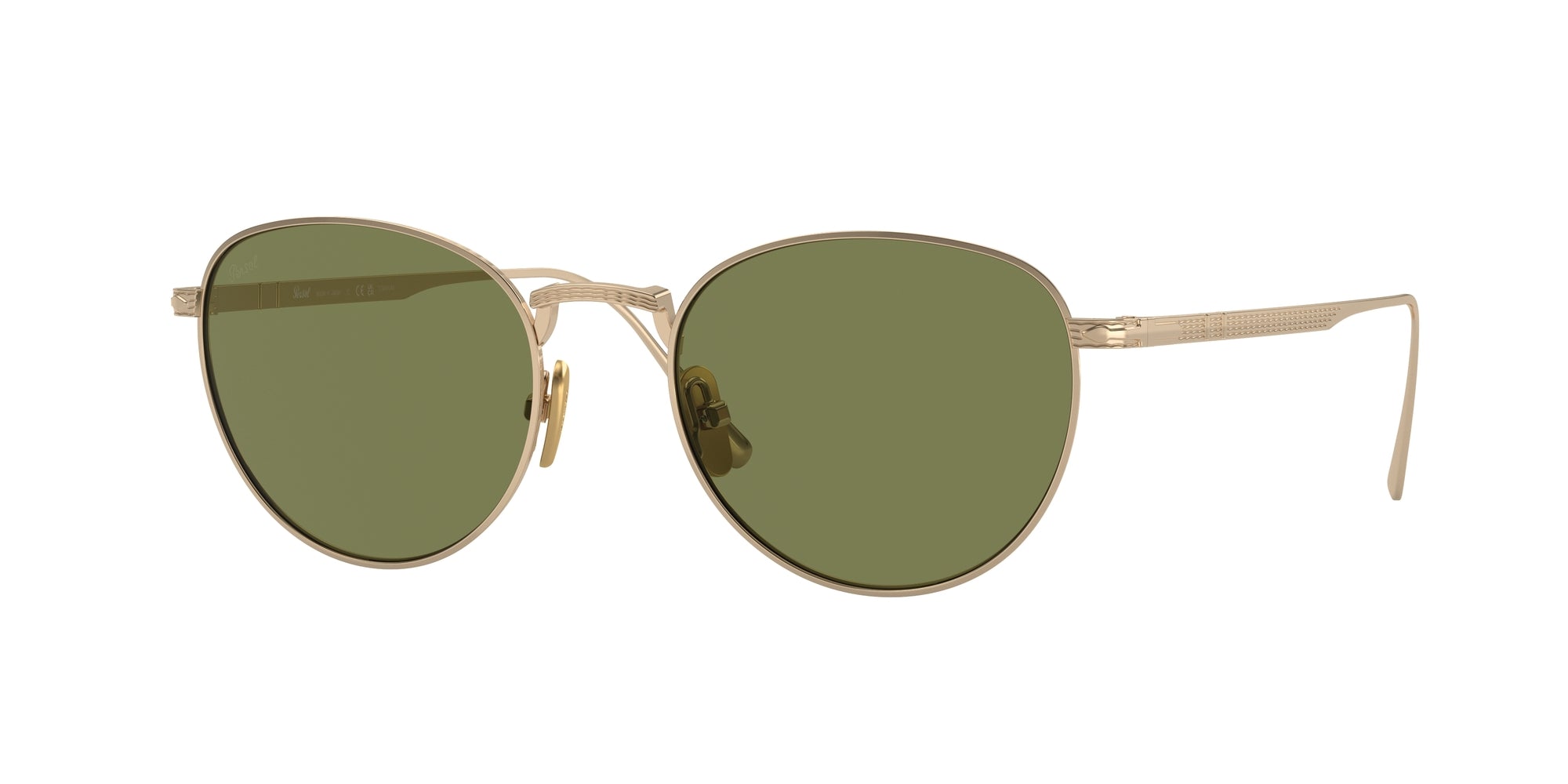 Persol Uomo Persol PO5002ST 80004E Occhiali da sole Titanio Oro Verde Pantos Normale