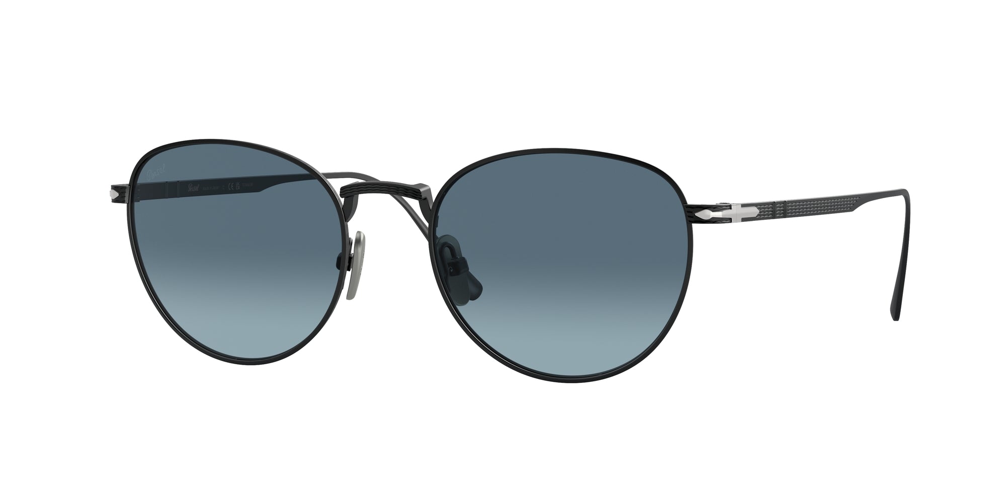 Persol Uomo Persol PO5002ST 8004Q8 Occhiali da sole Titanio Nero Blu Pantos Normale Sfumato