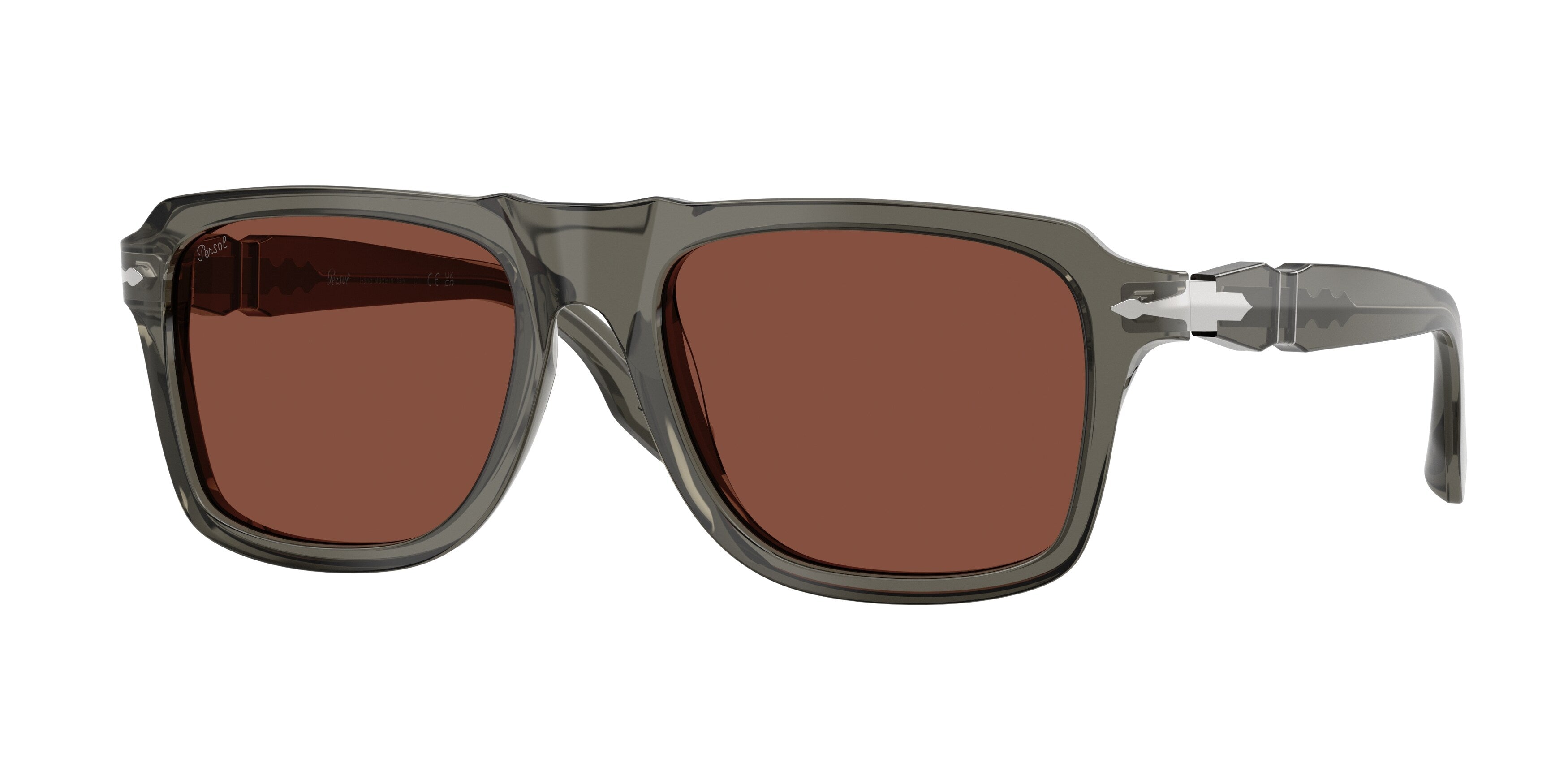 Persol Uomo Persol PO8002S 1103C5 Occhiali da sole Acetato Grigio Rosso Squadrata Normale Persol Uomo Persol PO8002S 1103C5 Occhiali da sole Acetato Grigio Rosso Squadrata Normale