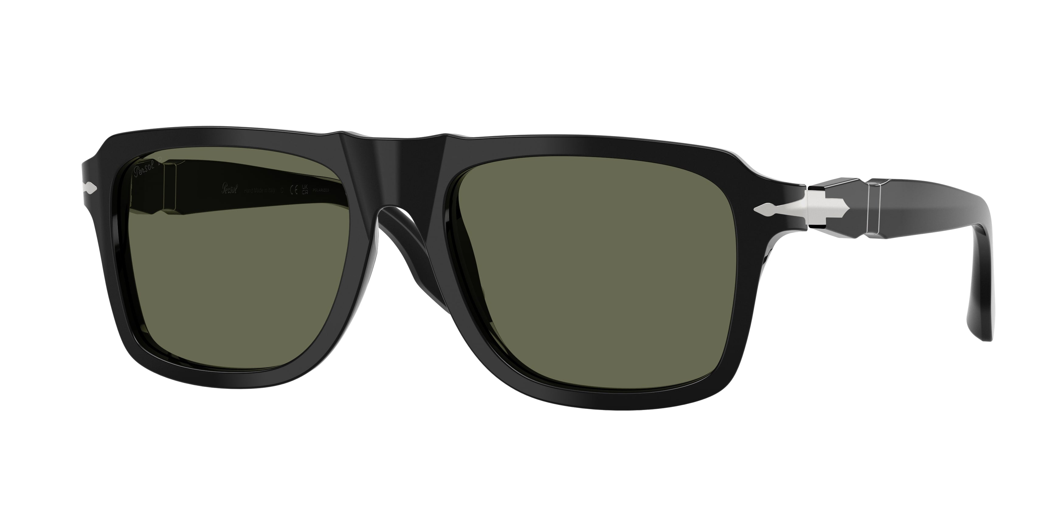 Persol Uomo Persol PO8002S 95/58 Occhiali da sole Acetato Nero Verde Squadrata Polarizzata