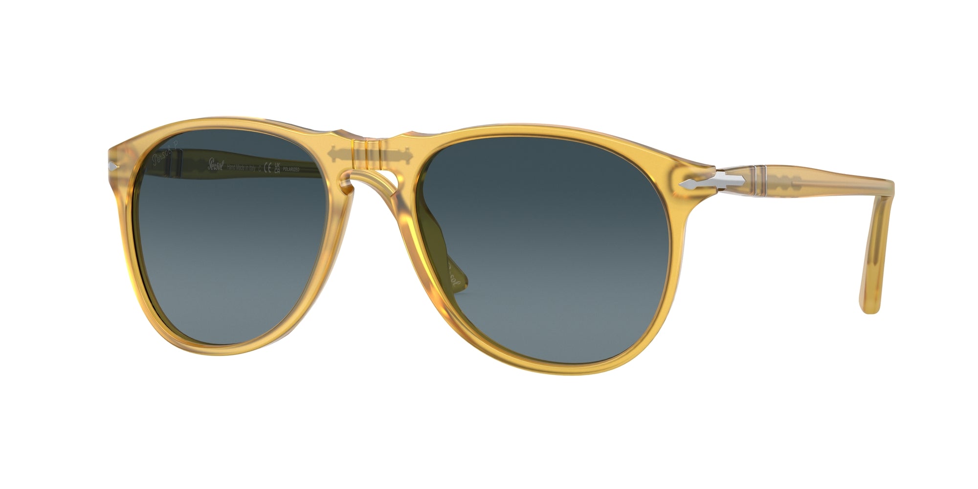 Persol Uomo Persol PO9649S 204/S3 Occhiali da sole Plastica Giallo Blu Pilot Polarizzata Sfumato