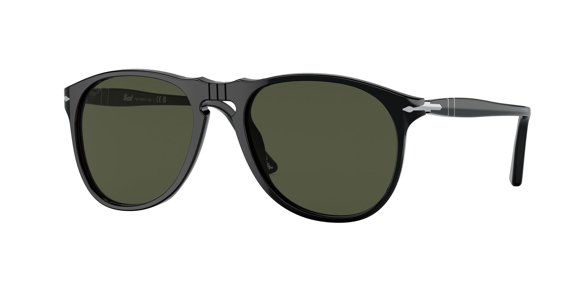 Persol Uomo Persol PO9649S 95/31 Occhiali da sole Acetato Nero Verde Pilot Normale