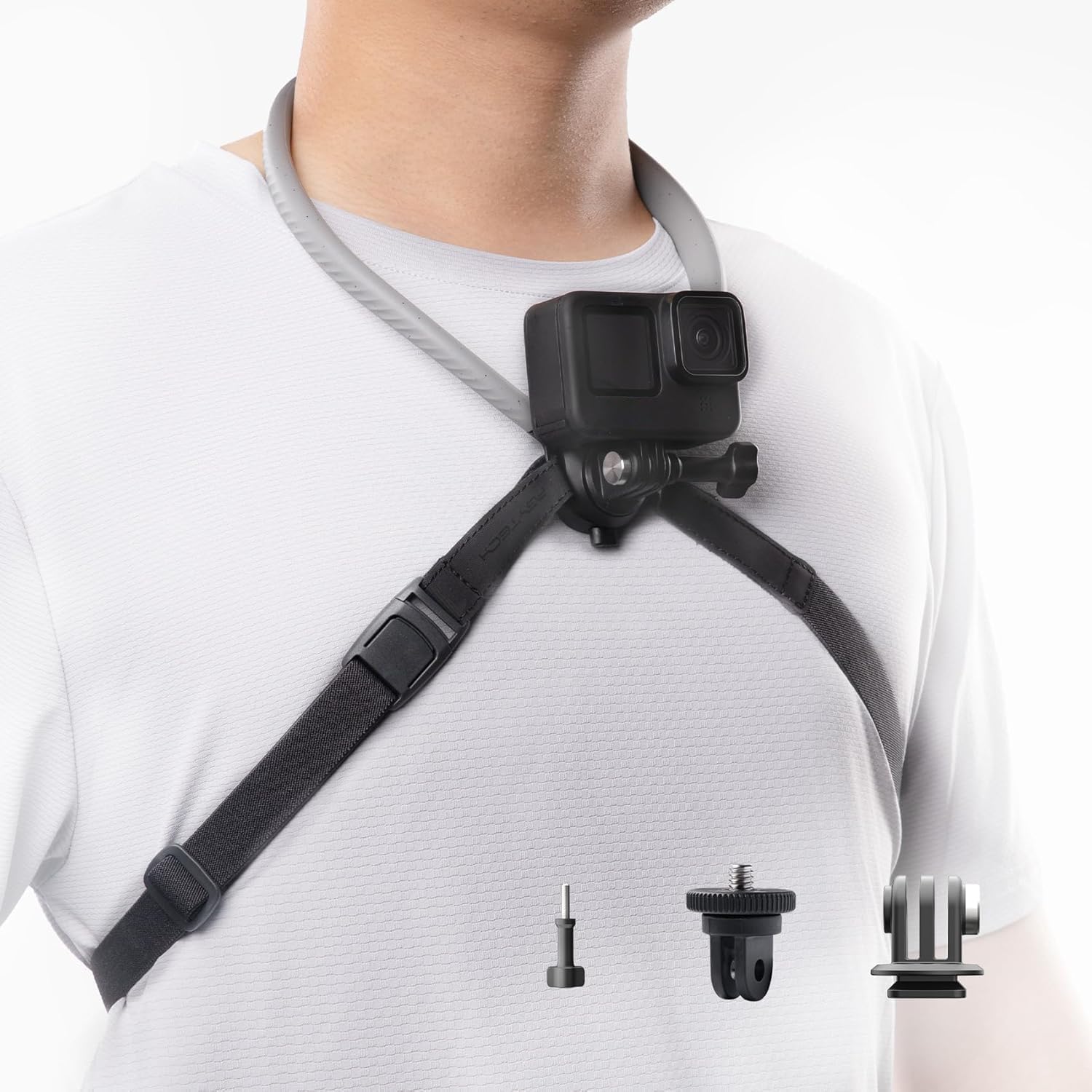 PGYTECH Caplock supporto per la presa del collo supporto per il torace per GoPro 12/11/10 Insta360/DJI Osmo Action Silicone Action Camera/accessori per telefoni