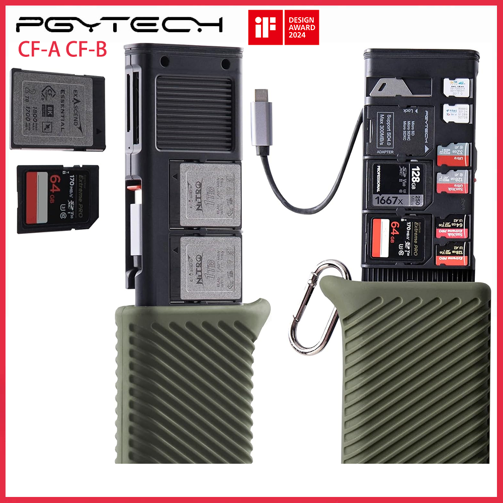 PGYTECH CFexpress CreateMate Lettore di schede Tipo A/B Lettore di schede SD ad alta velocità USB 3.2 Tipo-C Trasferimento per fotocamere Smartphone
