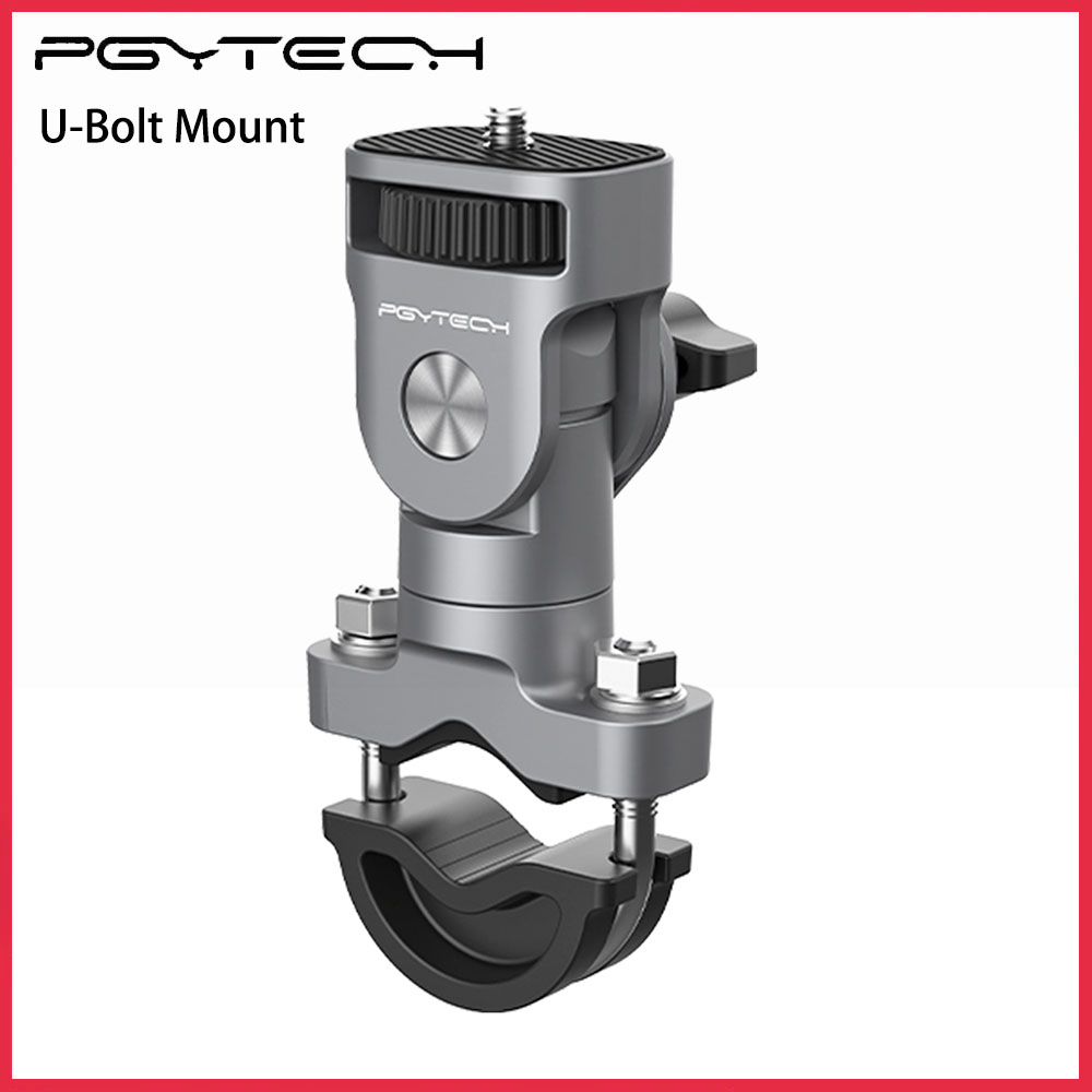 PGYTECH: supporto a bullone a U per tubi da 12,7 a 33 mm, compatibile con fotocamere sportive, smartphone e biciclette/veicoli.