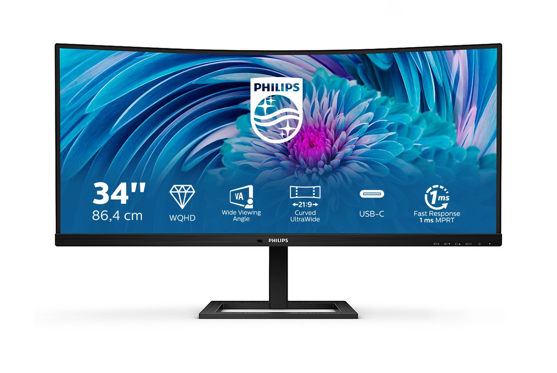 PHILIPS 346E2CUAE/00 Monitor Gaming Curvo, 34 ", 3440 x 1440 Pixel, tempo di risposta 4 ms, refresh rate 100 Hz