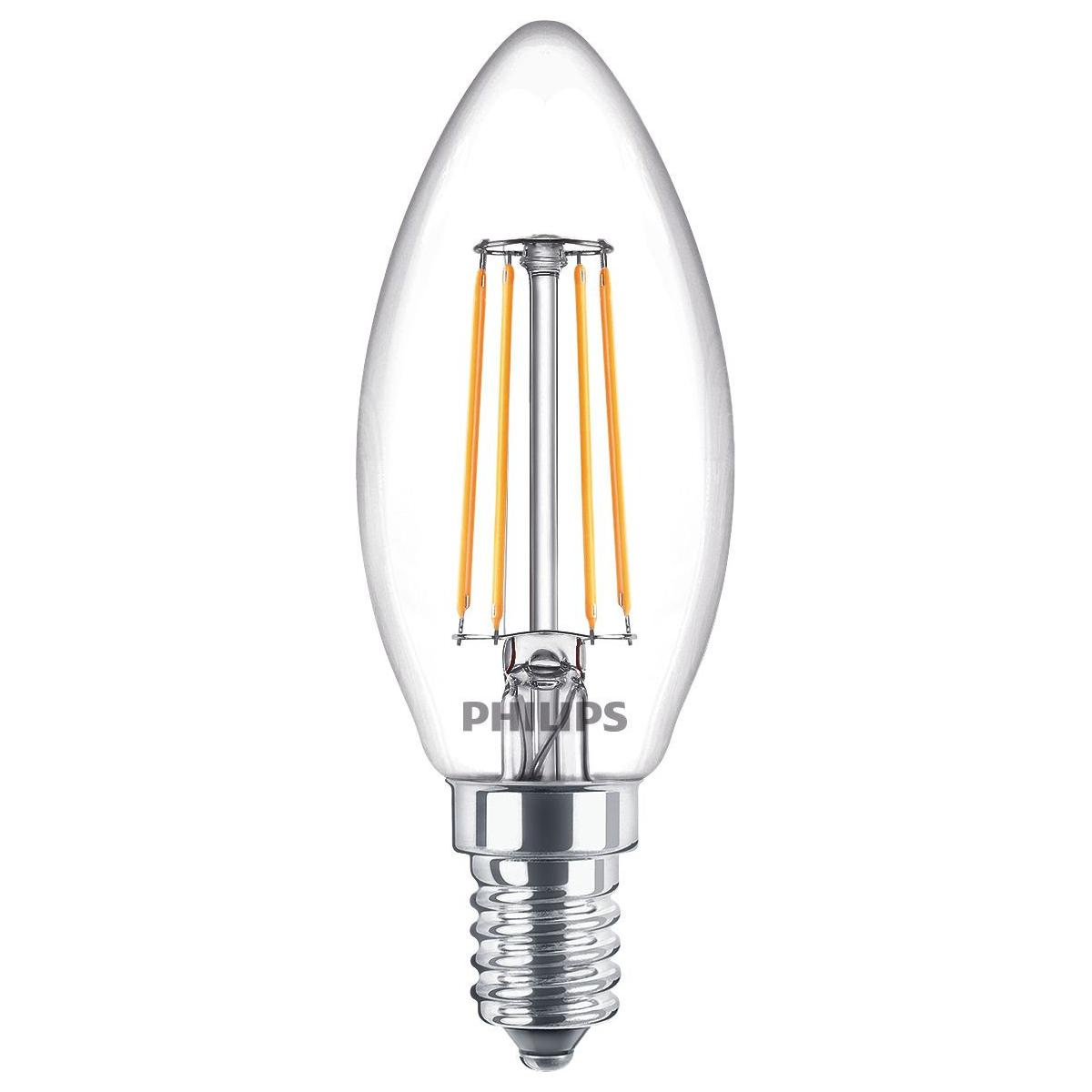Philips - 4 Lampadine A Candela Led 4,3w A Filamento Attacco Piccolo E14 Luce Calda 2700k 919001889793 Ledol40wwcldisx4 Ledol40wwcldis4