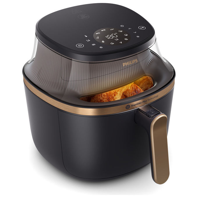 PHILIPS Airfryer Serie 3000 da 4.2L NA322/00 FRIGGITRICE AD ARIA, capacità 4,2 l, Max potenza 1400 W, 12 programmi, 40 °C a 200 °C, Nero/Bronzo