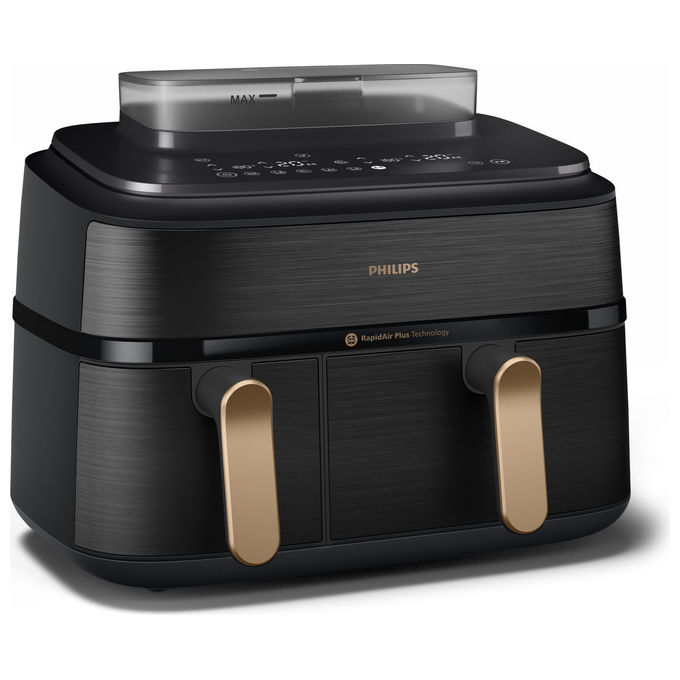 PHILIPS Airfryer Serie 5000 da 9L cottura vapore NA552/00 FRIGGITRICE AD ARIA, capacità 9 l, Max potenza 2750 W, Nero/Bronzo