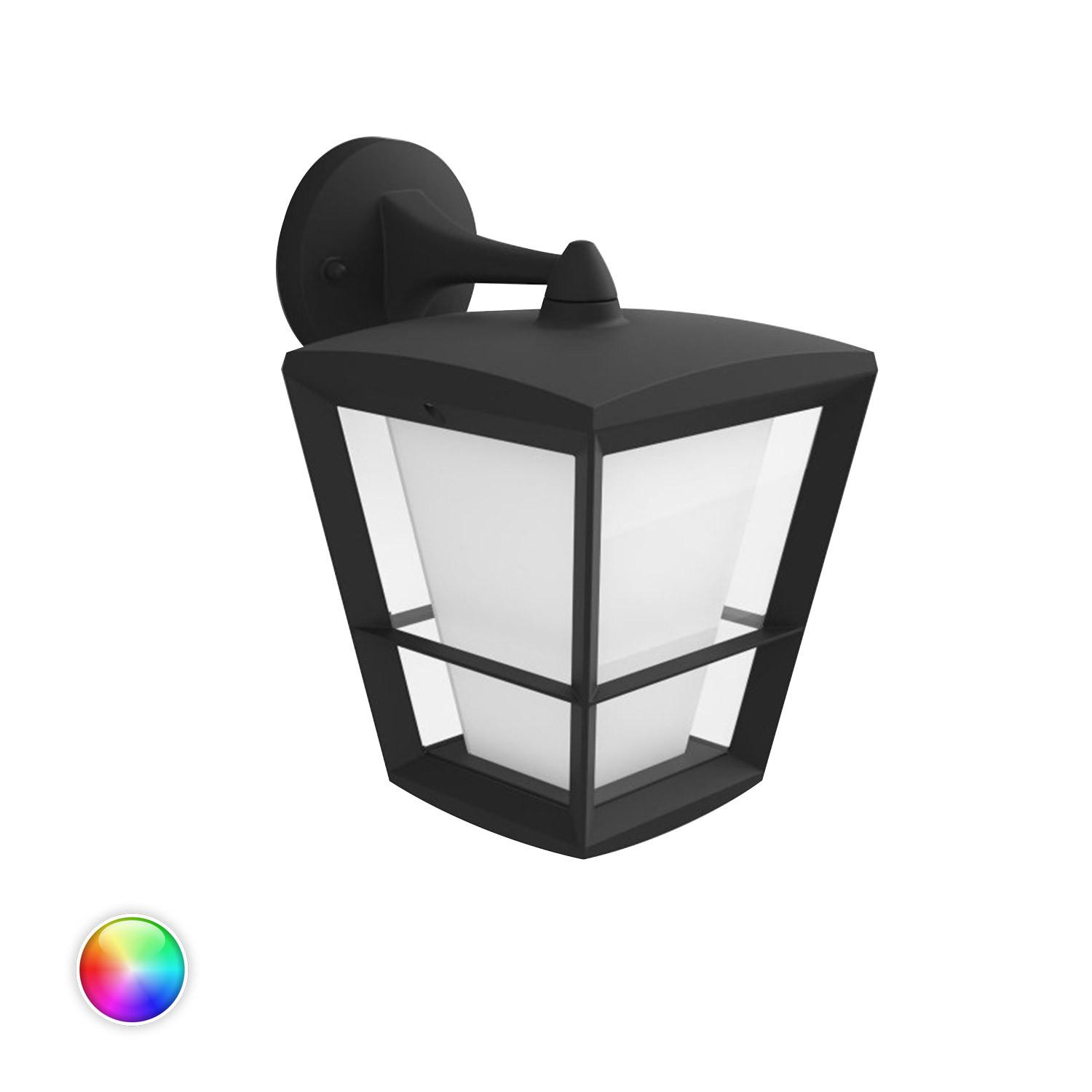 Philips Hue White And Color Ambiance, Lampada Smart Da Parete Per Esterni Econic (down), Led Integrato, 15w, Nero