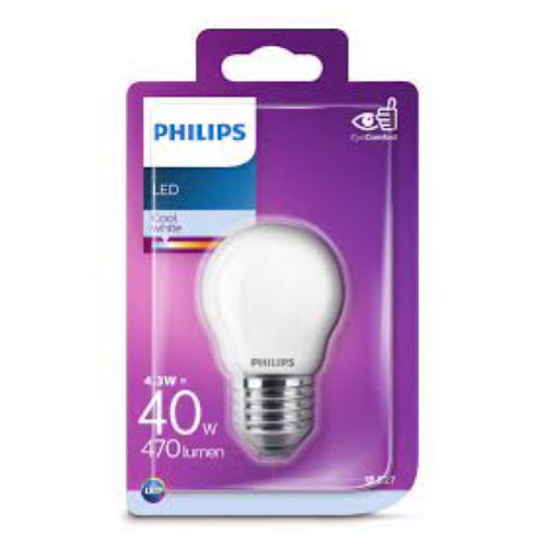 Philips - Lighting Ledclassic Lampe 40w, E27, Kaltwei (4000 Kelvin), 470 Lumen, Matt Led 4.3 W, Opaco