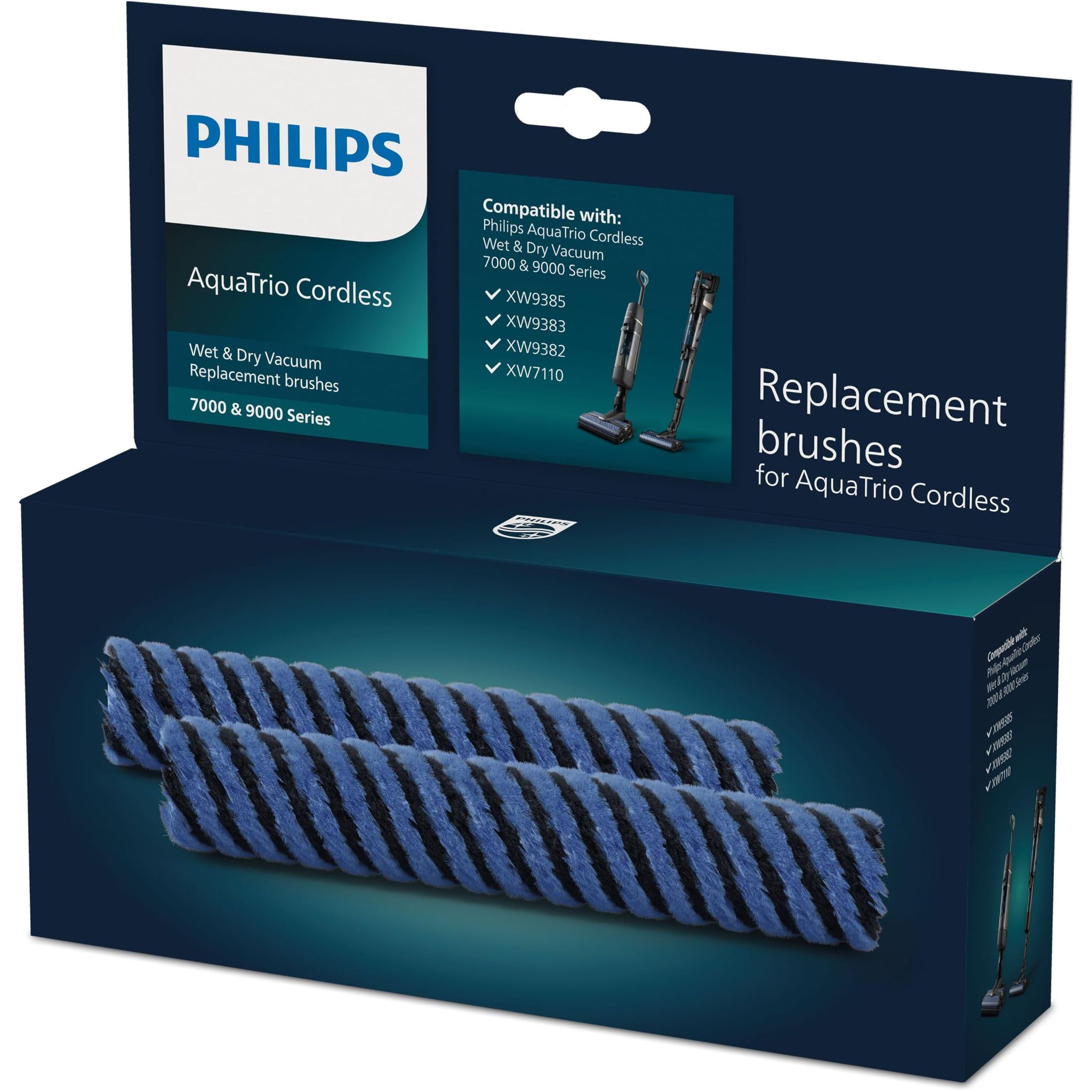 Philips Set Di Ricambio Spazzole Originali Per Aquatrio Cordless – 2 Spazzole In Microfibra Ultra Morbida Per Pavimenti Duri, Facili Da Installare, Sigillate (xv1793/01)