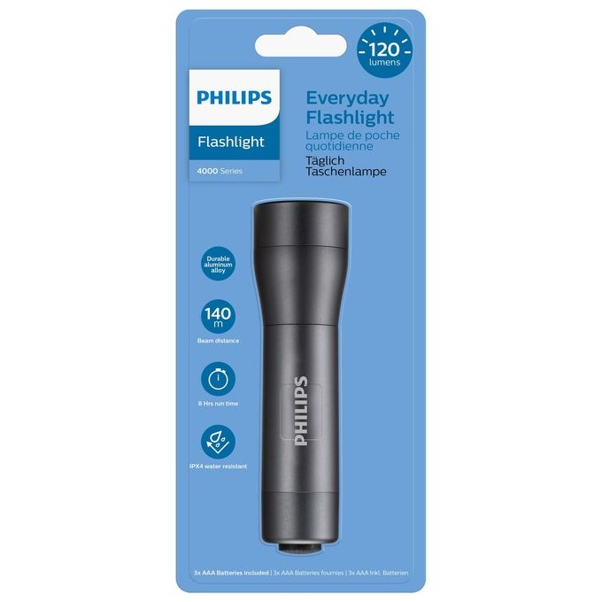 Philips SFL4000T-10 4000 Series Torcia LED 120 lm 140 m IPX4 alluminio colore Nero