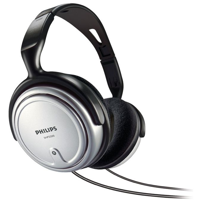 PHILIPS SHP2500/10 cuffie cavo 6mt, Nero/Cromo