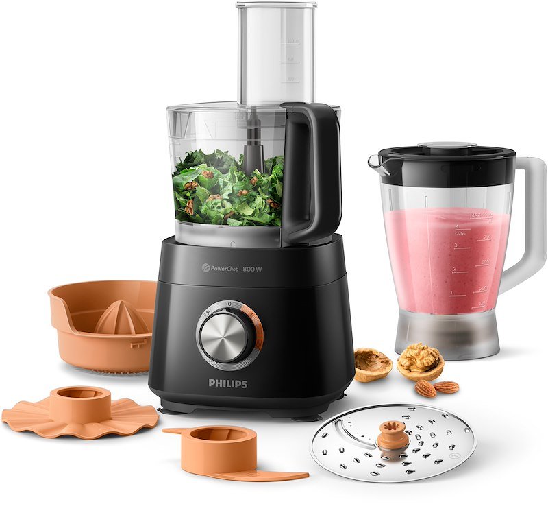 PHILIPS Viva Collection HR7510/10 ROBOT DA CUCINA, 800 W, capacità ciotola 2,1 l, Nero