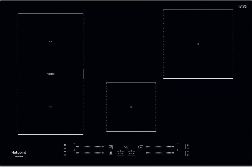 Piano cottura induzione 3 zone Hs 3377C Bf Black (75cm)