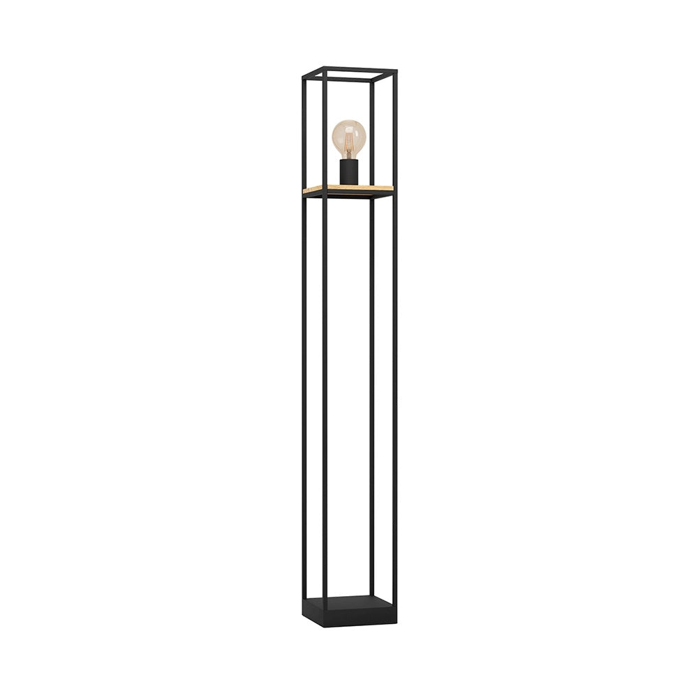 Piantana Industrial Libertad 1 Luce Metallo Nero E Marrone