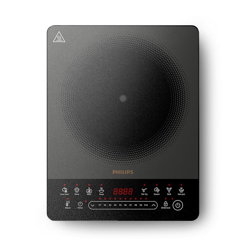 PIASTRA A INDUZIONE PHILIPS Serie 5000 HD5850/90, Assorbimento potenza 2000 W, Zone di cottura 1, Dimensione prima piastra 218 mm, Nero