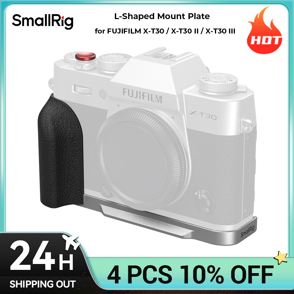 Piastra di montaggio a L SmallRig con manico in silicone per FUJIFILM X-T30 / X-T30 II / X-T30 III Nero/Argento/Argento Carbone 5663
