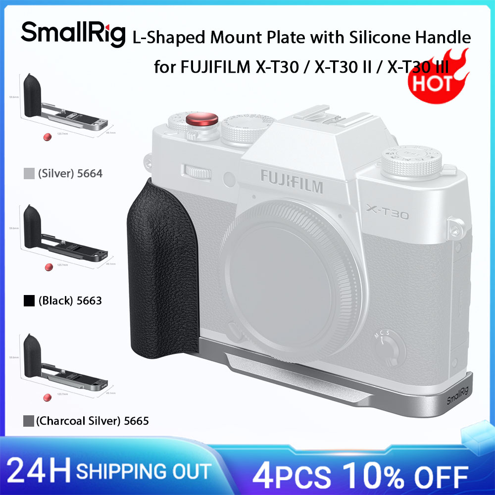 Piastra di montaggio a L SmallRig X-T30 II con manico in silicone per FUJIFILM X-T30 / X-T30 II / X-T30 III, con tappo pulsante otturatore 5664