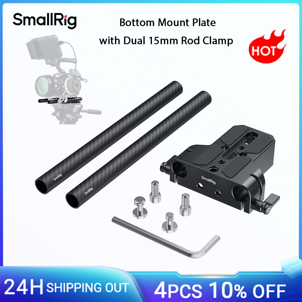 Piastra di montaggio inferiore SmallRig con doppio morsetto per asta da 15 mm per Sony per Canon per Panasonic per gabbie, fotocamera cinematografica mainstream -5609