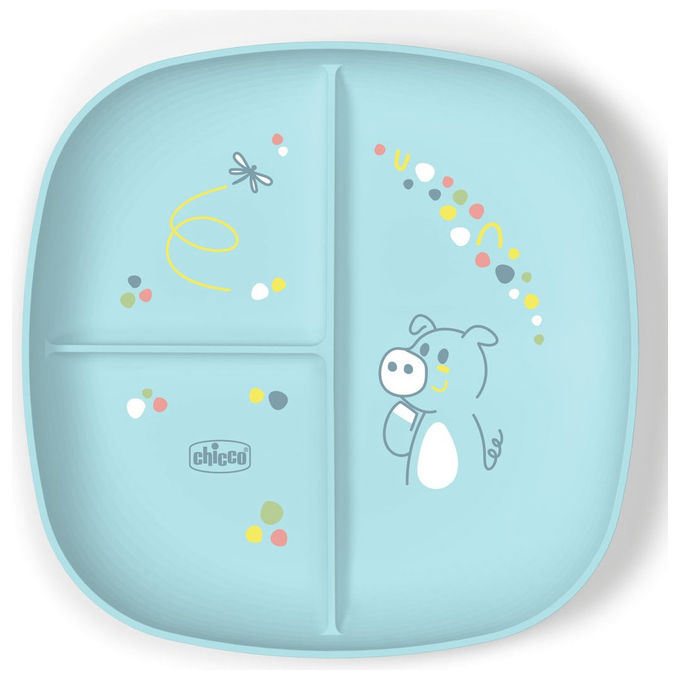 Piatto fondo bimbo plastica (24x21x2,6cm) porzionato 3P Azzurro 00016003250000