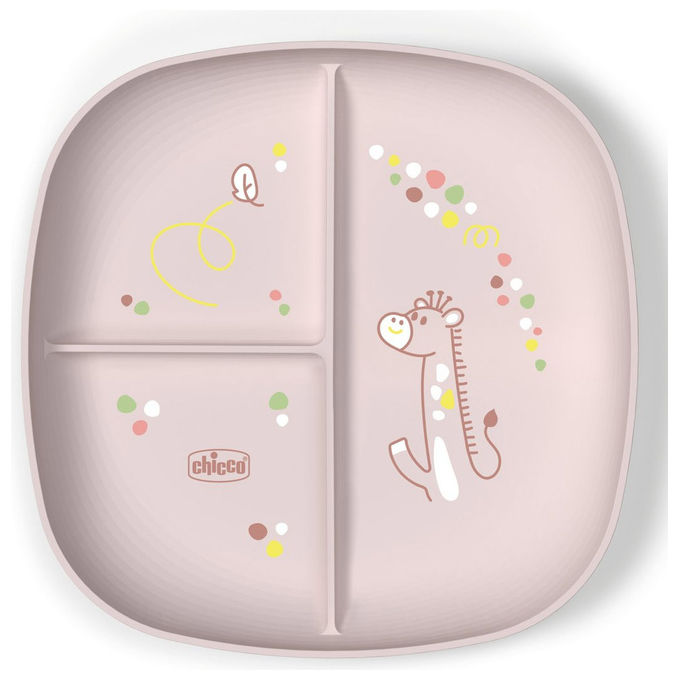 Piatto fondo bimbo plastica (24x21x2,6cm) porzionato 3P Rosa 00016003150000