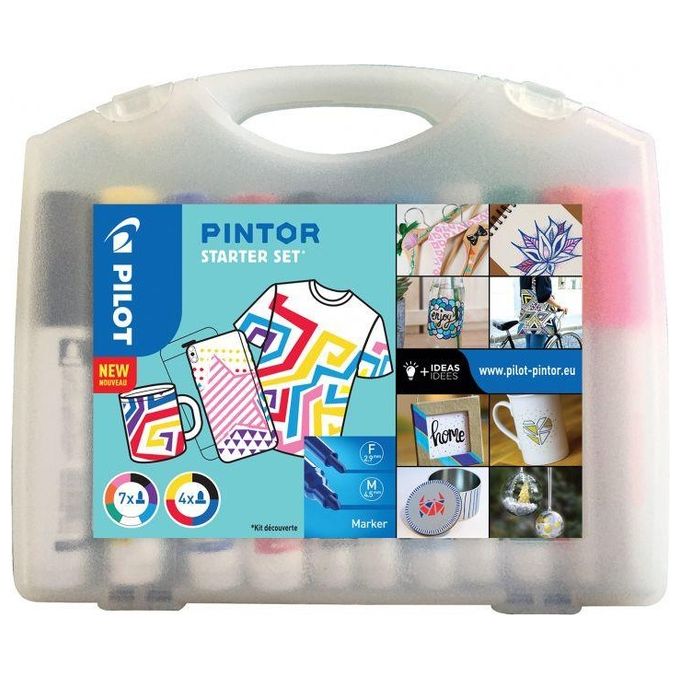 PILOT 3131910537687 PINTOR Marcatori Multisuperficie a Base d'Acqua 11 Pezzi con Punta Fine e Media colore Assortiti