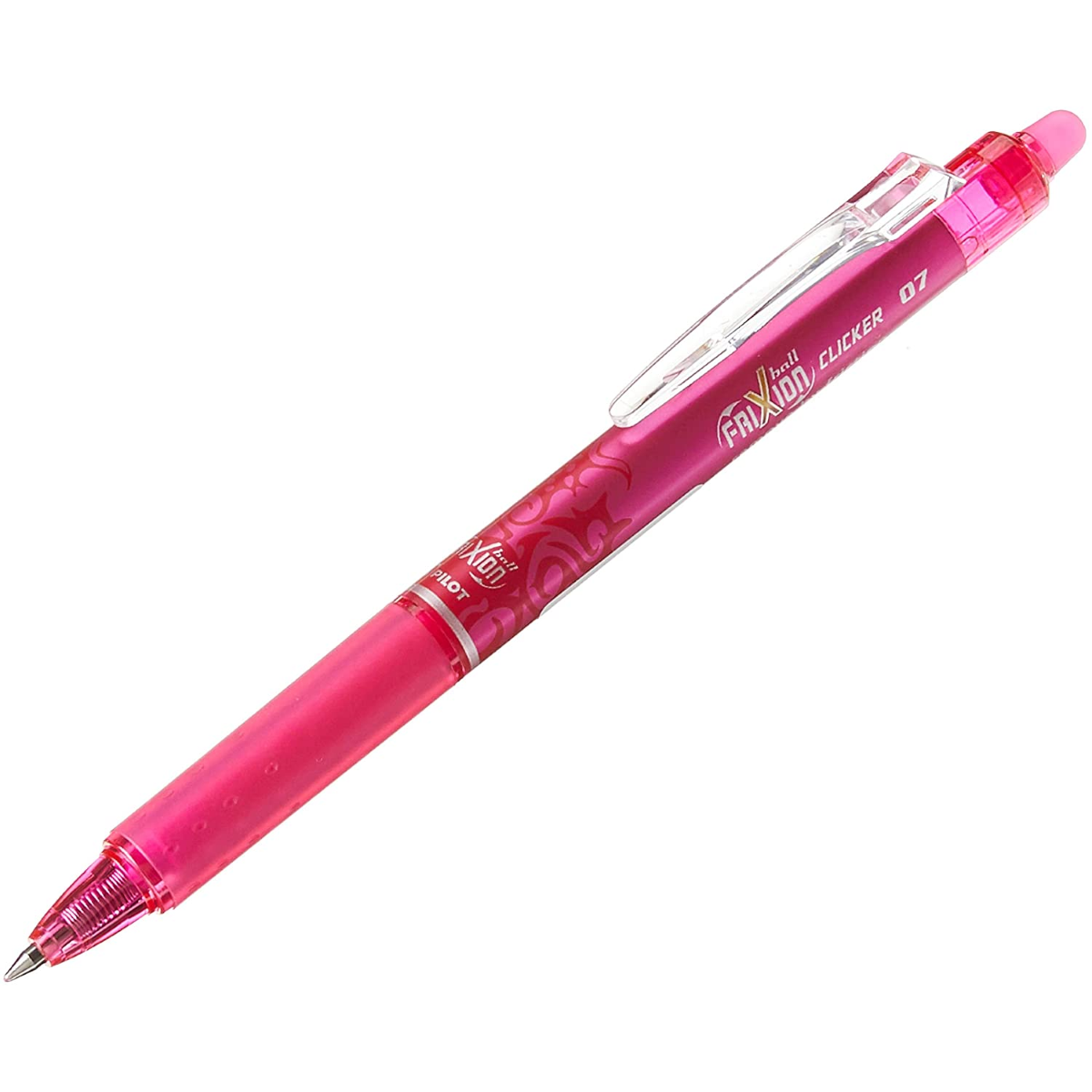 Pilot Frixion Clicker Penna gel cancellabile retrattile - Penna a sfera rotonda da 07 mm - Linea da 04 mm - Impugnatura ergonomica - Colore rosa