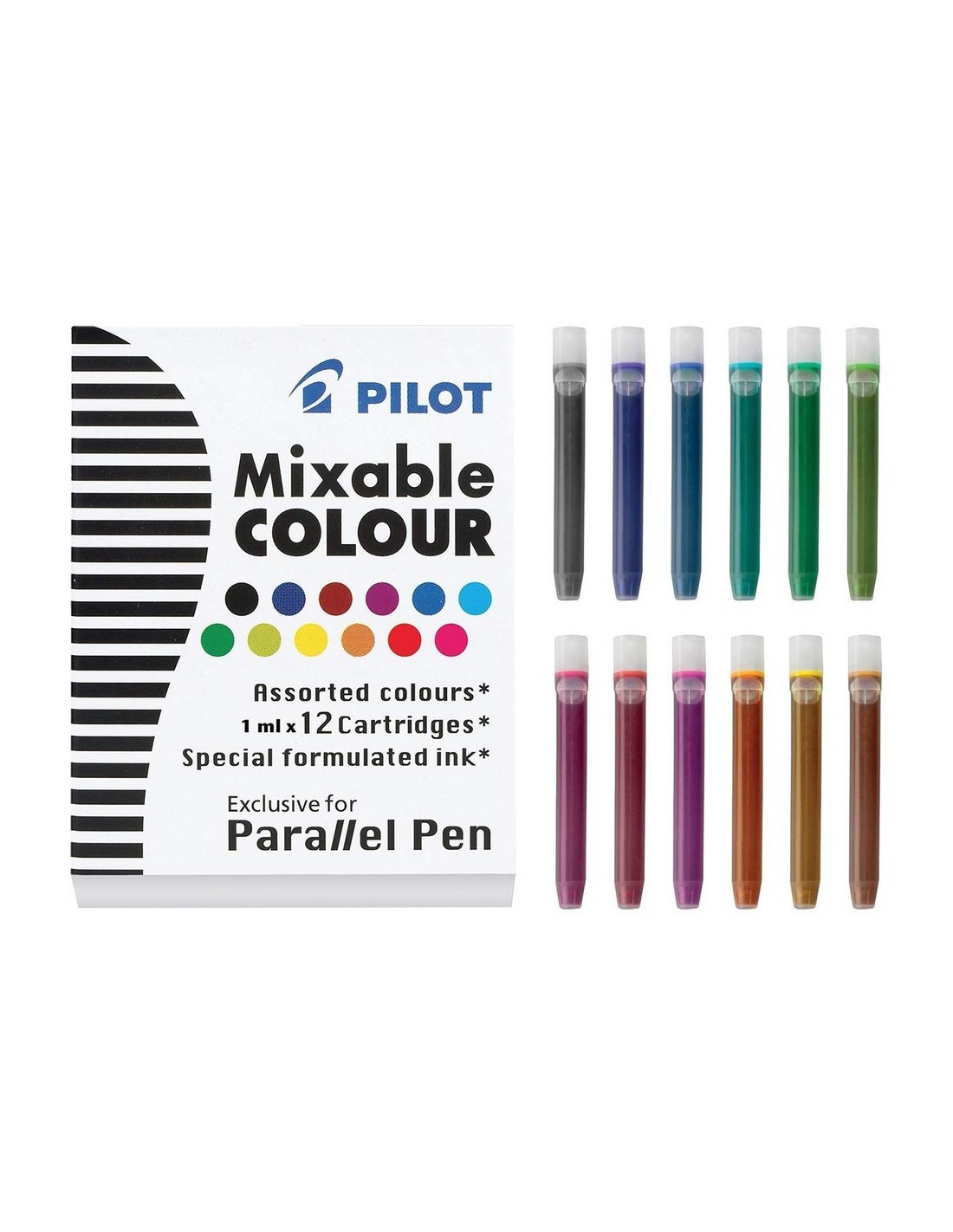 Pilot Parallel Pen Nero Blu Marrone Verde Verde chiaro Blu marino Arancione Rosa Viola Rosso Turchese Giallo 12 pz
