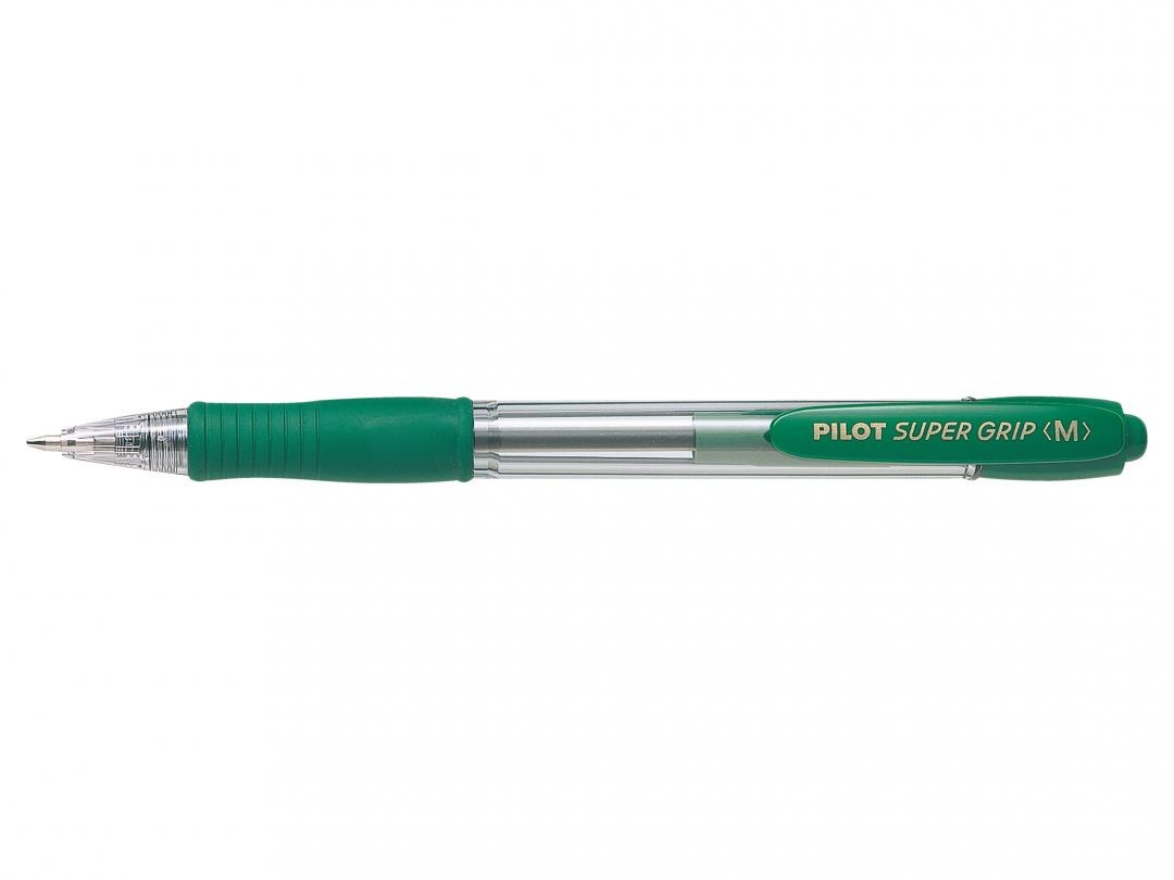 Pilot Super Grip Medium Verde Penna a sfera retrattile a clip Medio 1 pz