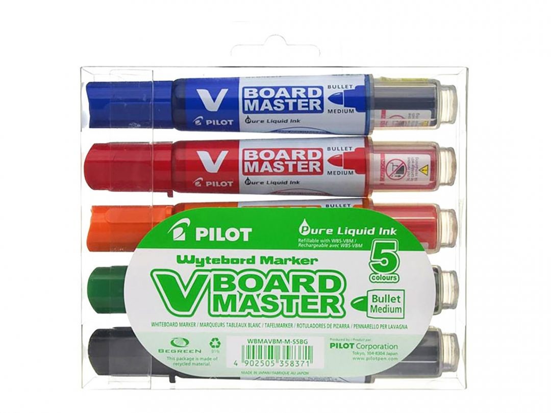 Pilot V-Board Master evidenziatore 5 pz Tipo di punta Nero Blu Verde Arancione Rosso