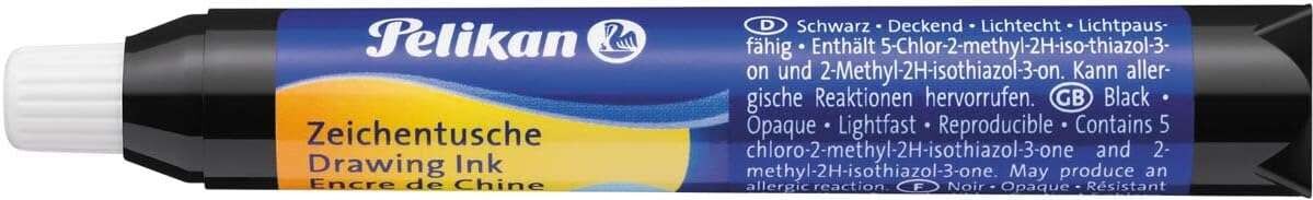 Pipetta per inchiostro indiano Pelikan da 9 ml - Ideale per disegno e calligrafia - Resistente all'acqua - Asciugatura rapida - Colore nero