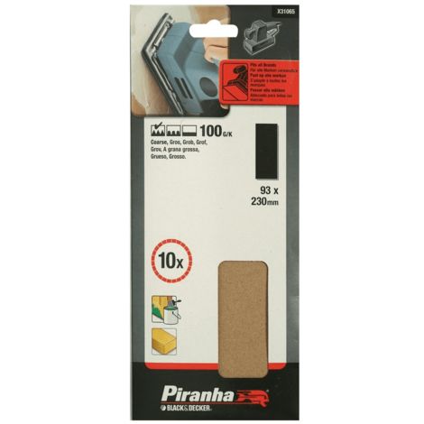 Piranha -black&decker 10 Fogli Al Corindone Per Levigatrici 93x230 Gr.100 X31065