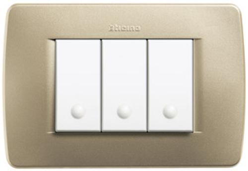 Placca 3 Posti Serie Luna Bticino C4803gm Colore Oro