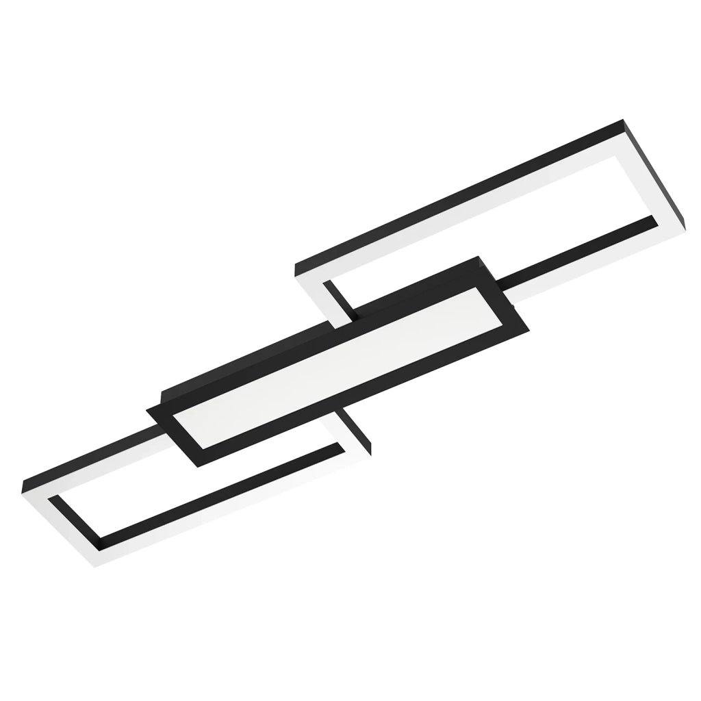 Plafoniera Moderna Monirote Acciaio Nero Luce Led Integrato 37W