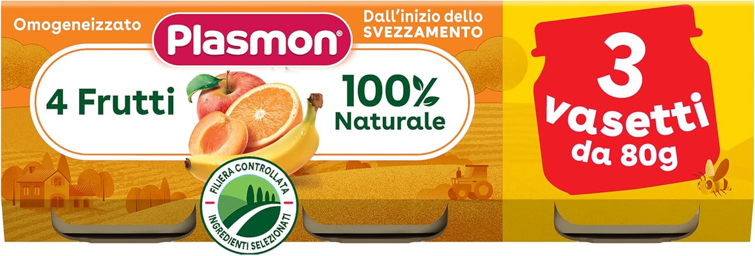 Plasmon omogeneizzato 4 frutti 3 pezzi da 80 g