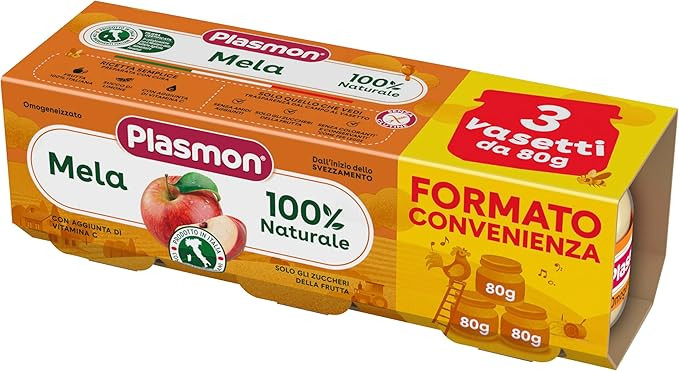 Plasmon omogeneizzato mela 3 pezzi da 80 g