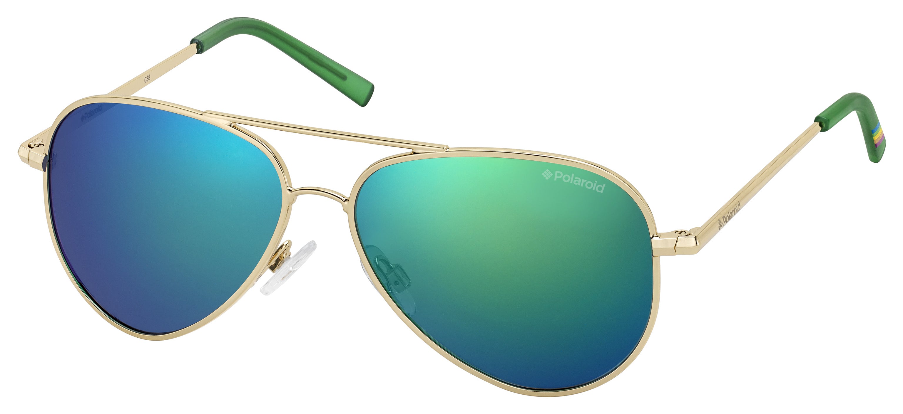 Polaroid Bambino Polaroid PLD 8015/N J5G/K7 Occhiali da sole bambino Metallo Oro Verde Pilot Polarizzata Specchiato